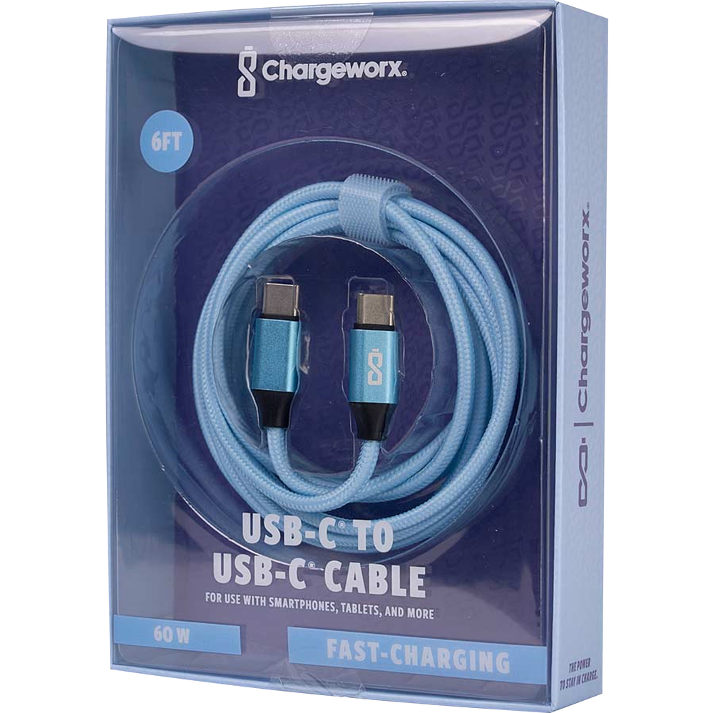 Chargeworx Nylon Tuff PD60 USB Blue Cable