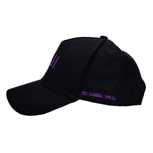 Phi Gamma Delta Baseball Cap- Brushed Cotton 5-Panel Black Hat