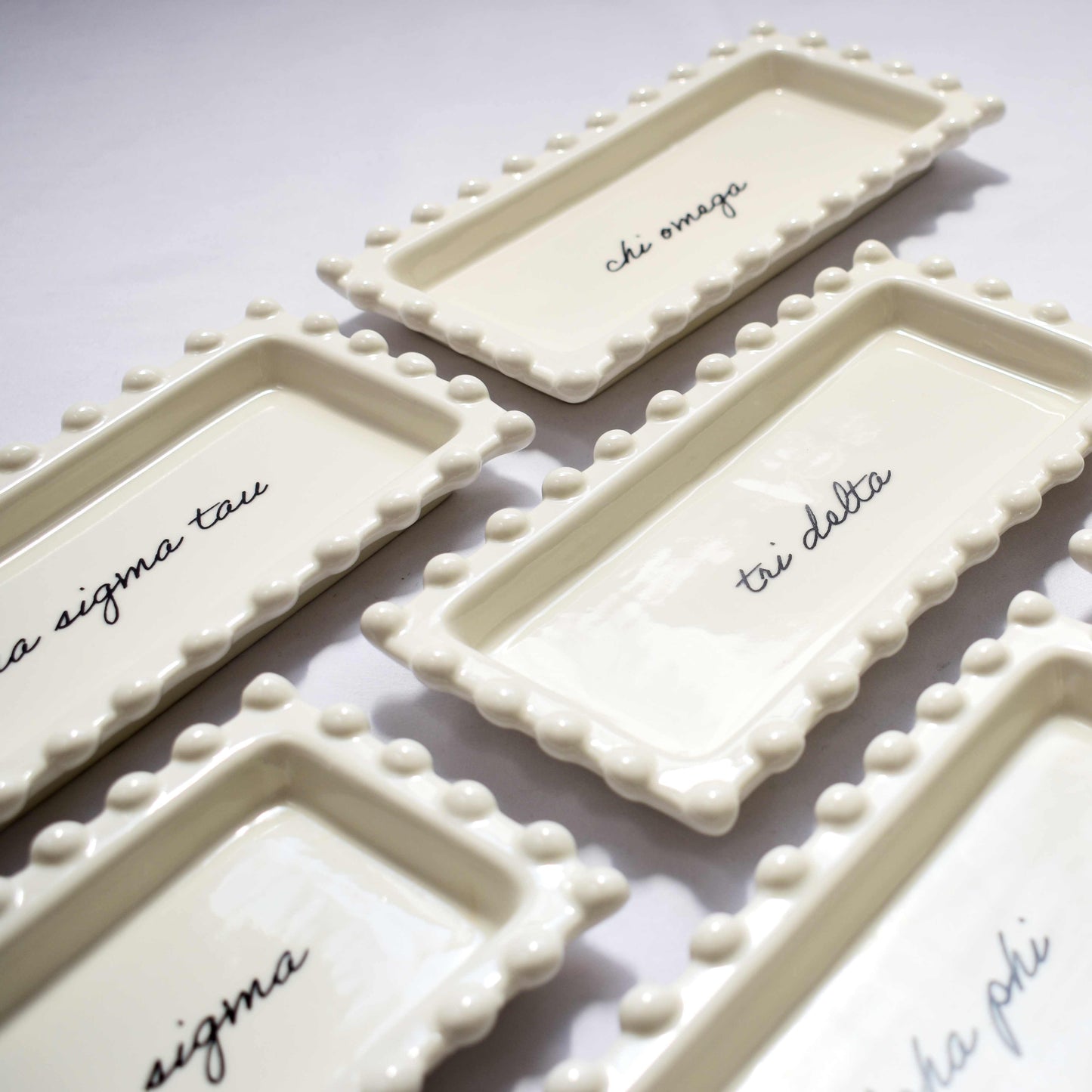 Pi Beta Phi Jewelry Dish - Rectangular Cursive Script Sorority Name