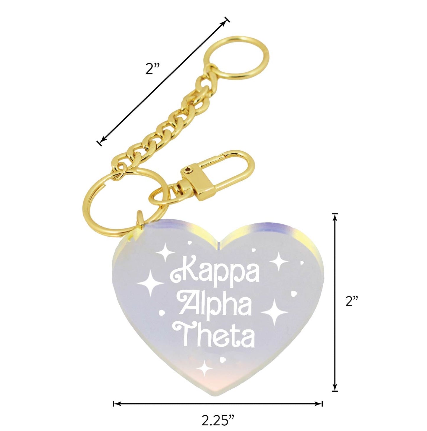 Kappa Kappa Gamma Keychain - Iridescent Heart Design