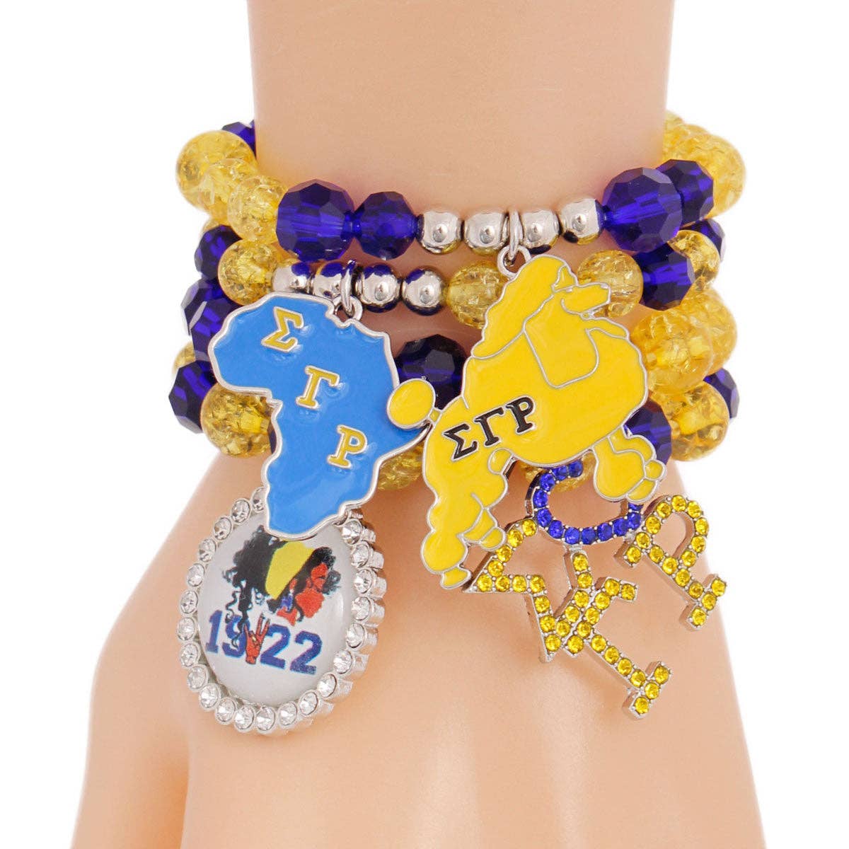 SGRHO Blue Gold Bead Silver Sorority Set