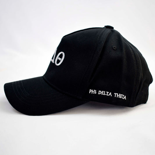 Phi Delta Theta Baseball Cap- Brushed Cotton 5-Panel Black Hat