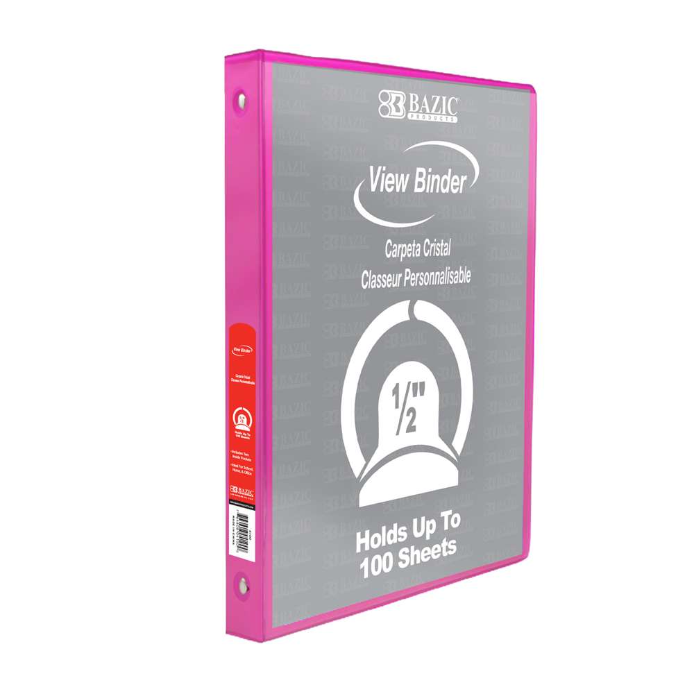 0.5" Fuchsia 3-Ring Binder View w/ 2-Pockets