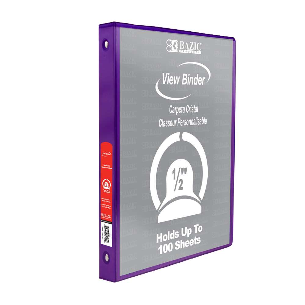 0.5" Purple 3-Ring Binder View w/ 2-Pockets