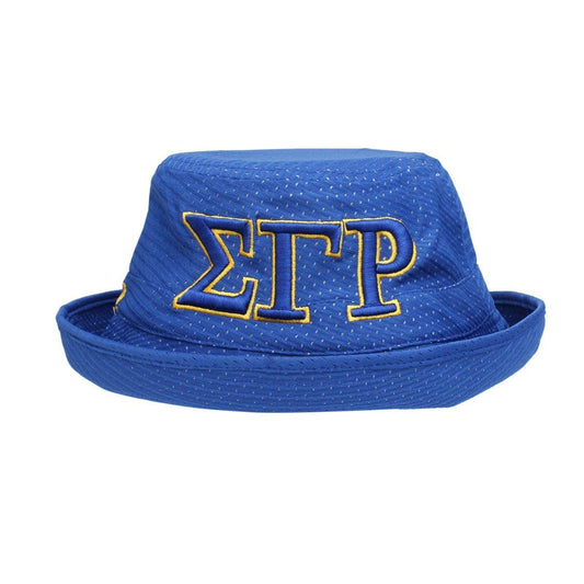 SGRHO Sigma Gamma Rho Sorority Yellow & Blue Mesh Embroidered Bucket Hat