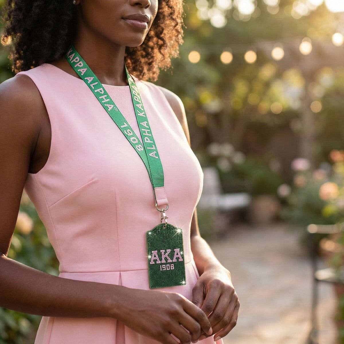 AKA Alpha Kappa Alpha Green Sparkle Sorority Pride ID Badge Holder