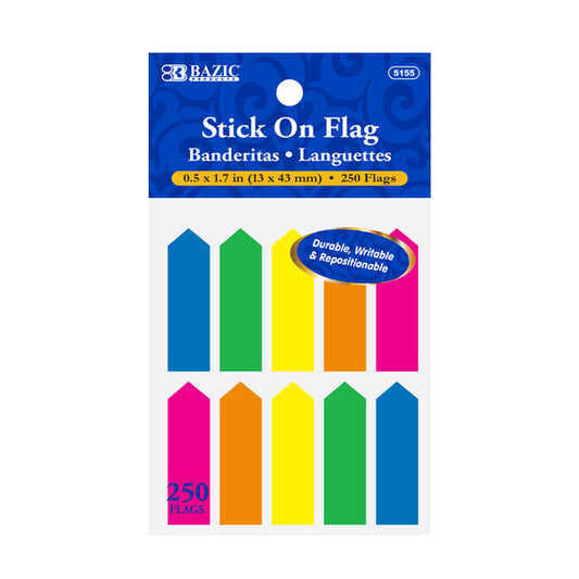 Flags Neon Color Arrow 0.5" X 1.7" 25 Ct. (10/Pack)