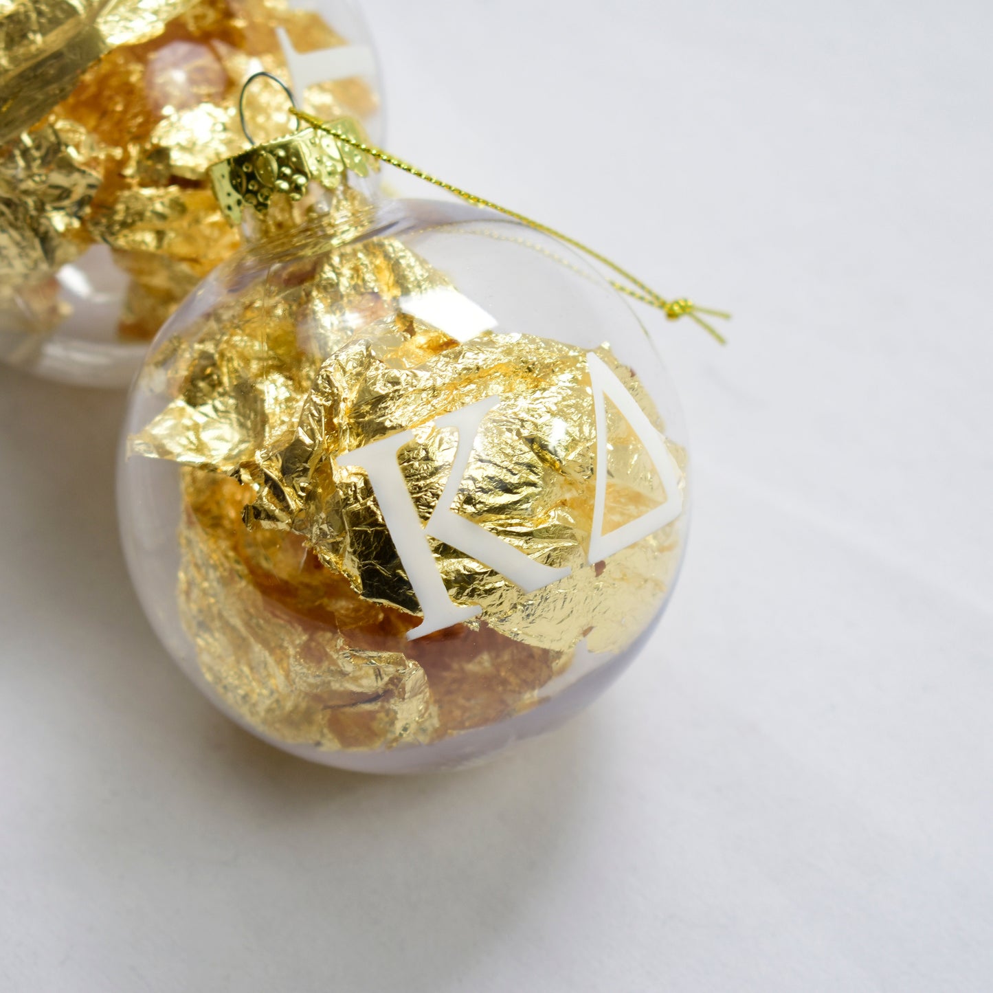 Alpha Sigma Tau Ornament - Clear Plastic Ball Ornament with Gold Foil