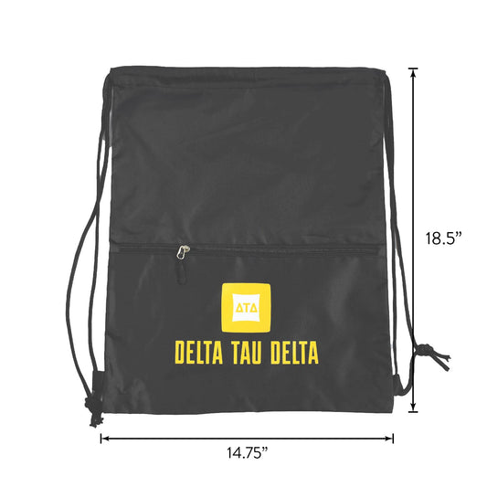 Delta Chi Fraternity Drawstring Backpack, Black