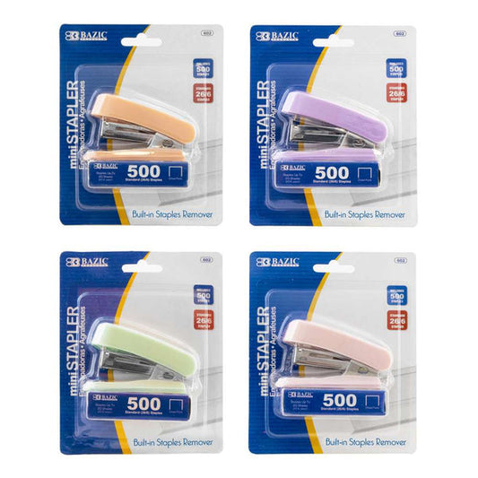 Mini Pastel Color Stapler Standard (26/6) w/ 500 Ct. Staples - Virginia Book Company