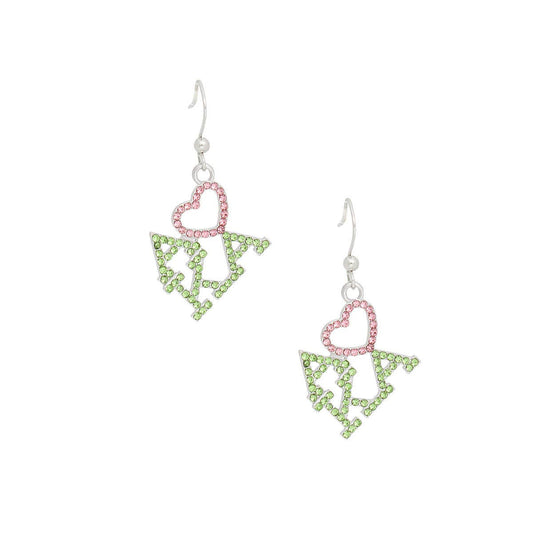 AKA Greek Heartfelt Pride Bling Fish Hook Earrings