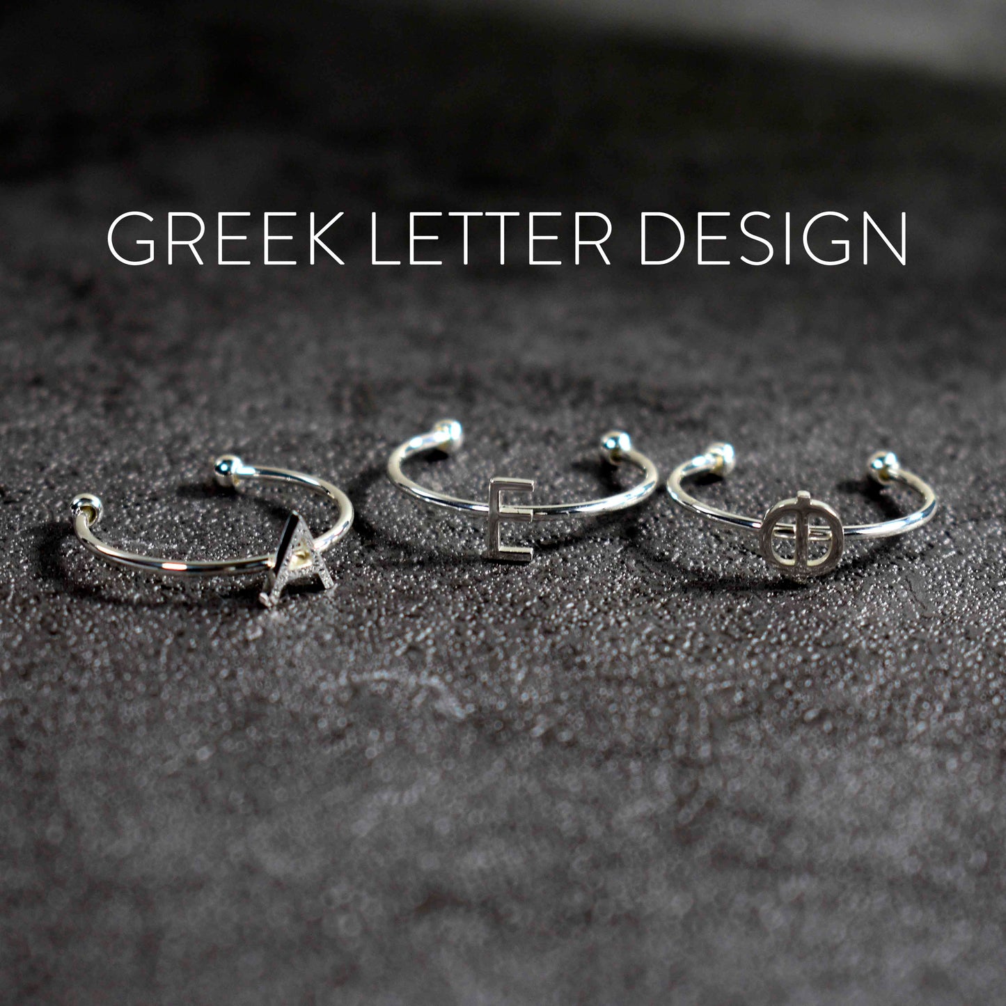 Alpha Xi Delta Silver Stacking Ring Set