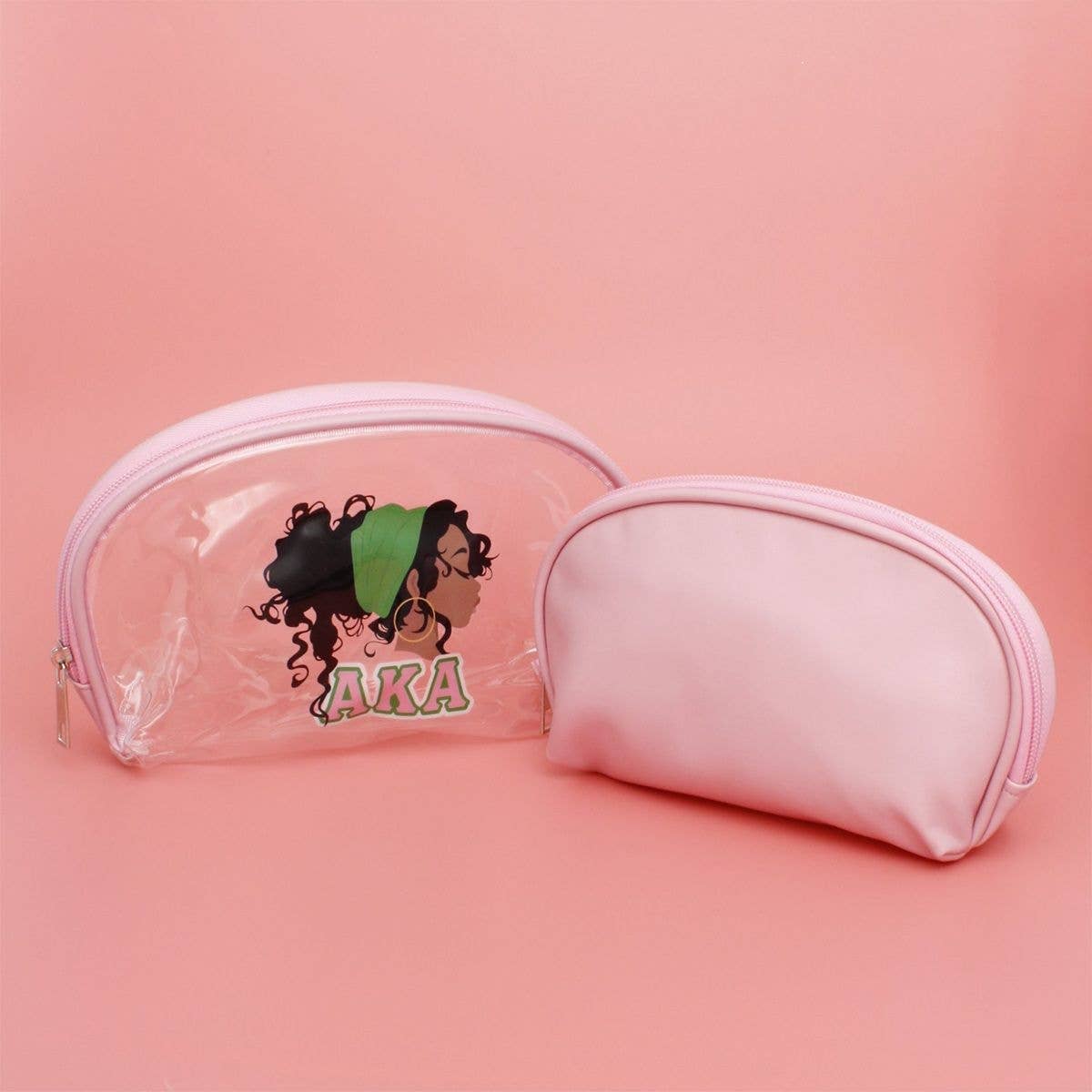 AKA Alpha Kappa Alpha Sorority Pink Cosmetic Pouch Set