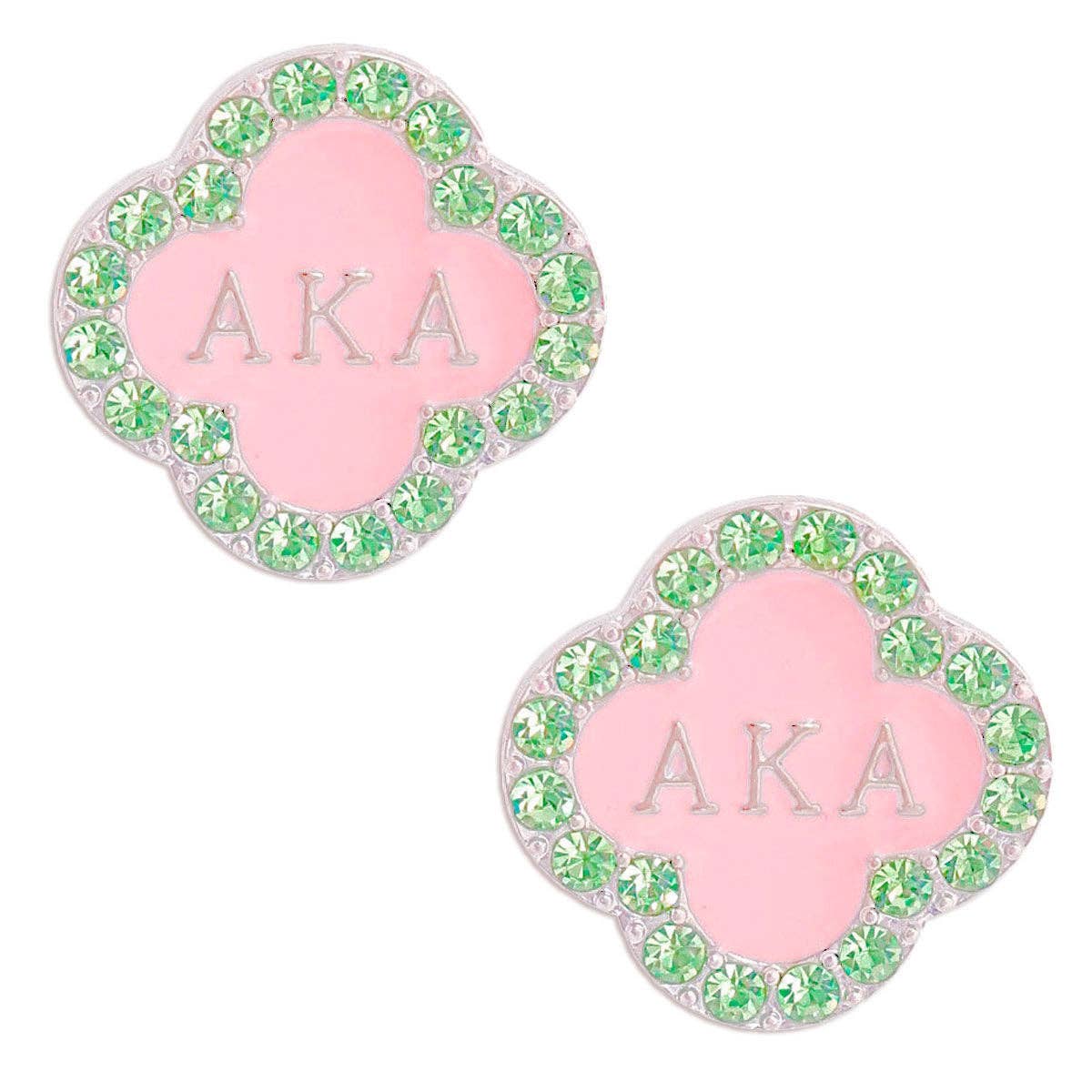AKA Alpha Kappa Alpha Pink Green Sorority Studs