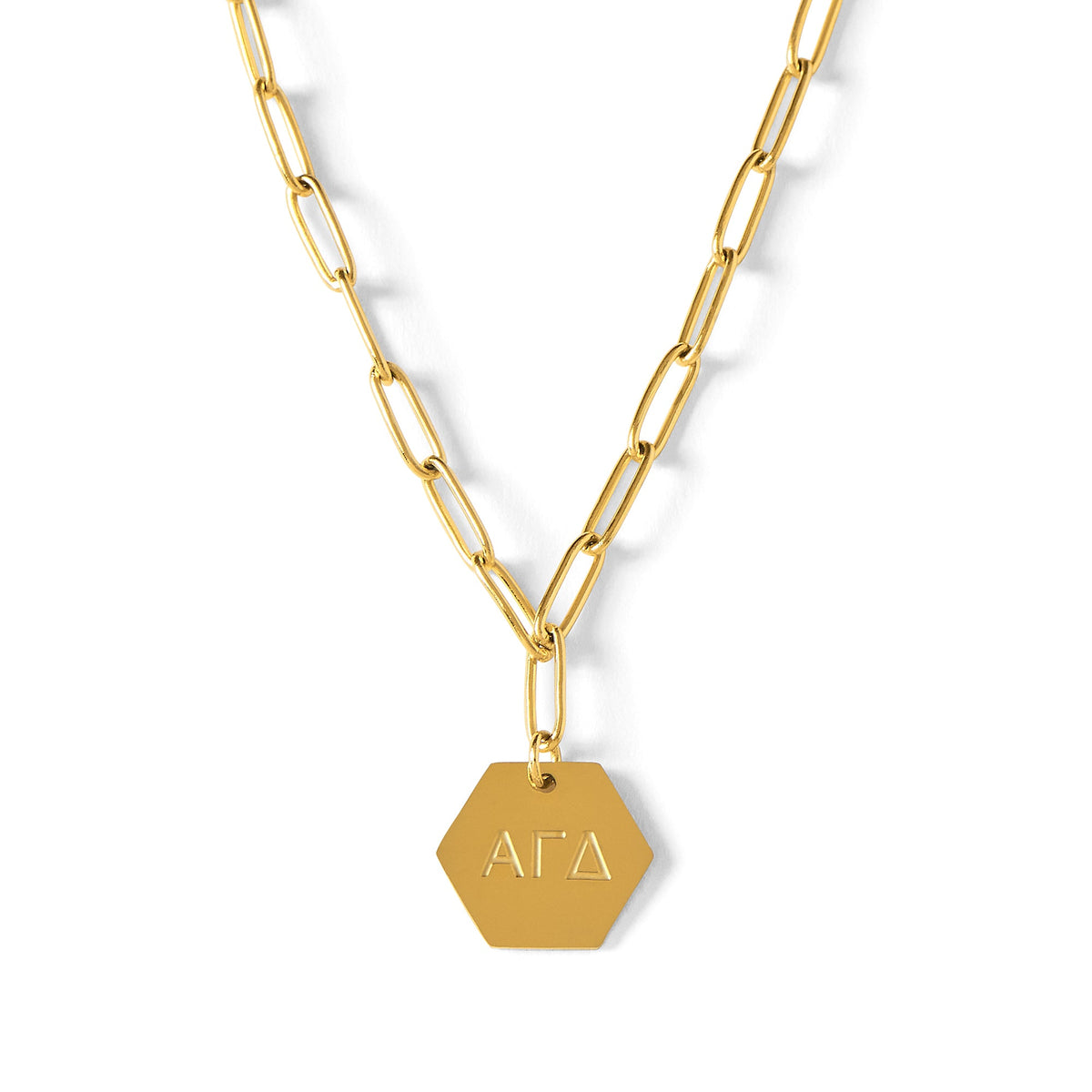 Alpha Gamma Delta Paperclip Necklace with AGD Sorority Pendant
