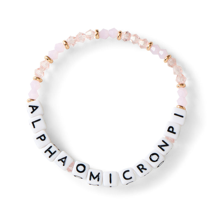 Alpha Omicron Pi Bracelet with Glass Beads and 18K Gold Accent Beads