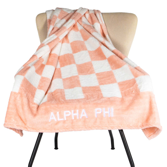Alpha Phi Blanket - Thick Checkered alphaphi Sherpa Blanket