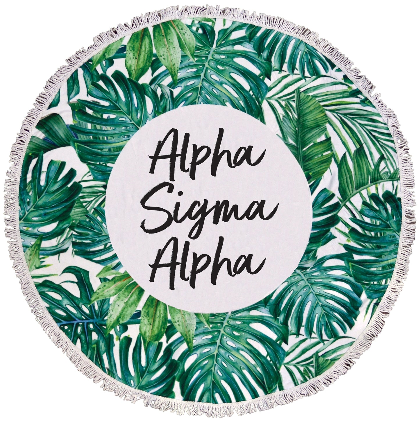 Alpha Sigma Alpha Palm Leaf Fringe Towel Blanket - Virginia Book Company