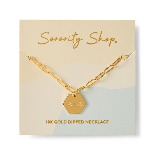 Alpha Xi Delta Paperclip Necklace with AXD Sorority Pendant