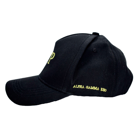 Alpha Gamma Rho Baseball Cap- Brushed Cotton 5-Panel Black Hat