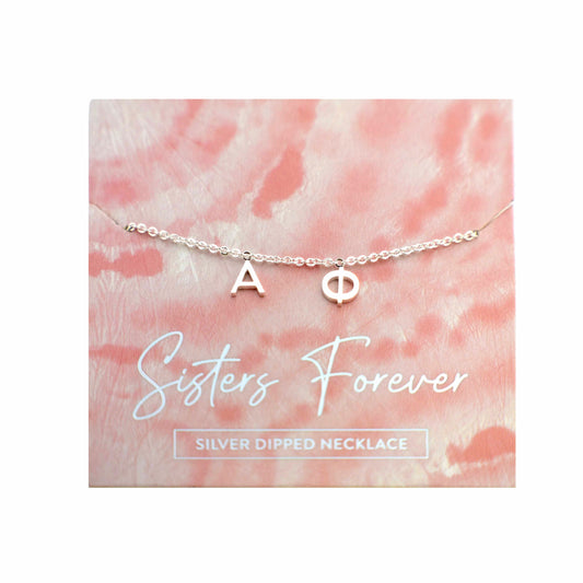 Alpha Phi Silver Greek Letters Necklace