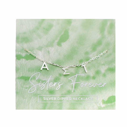 Alpha Sigma Tau Silver Greek Letters Necklace