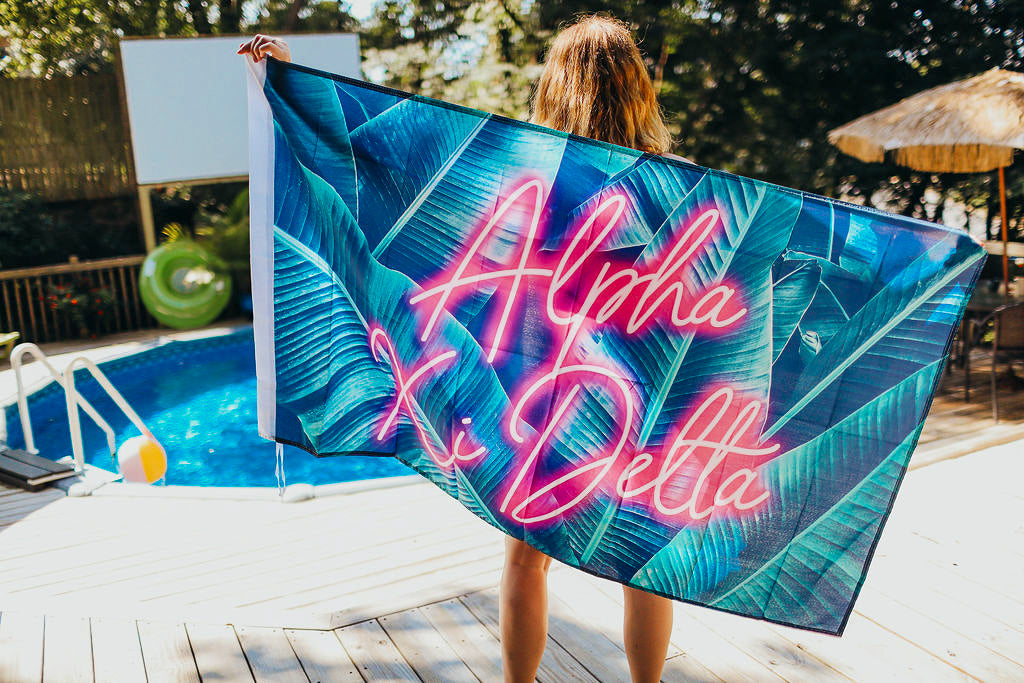 Alpha Xi Delta Neon Palm Flag - Virginia Book Company