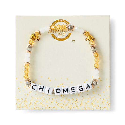 Chi Omega Bracelet With Glass Beads and 18K Gold Accent Beads