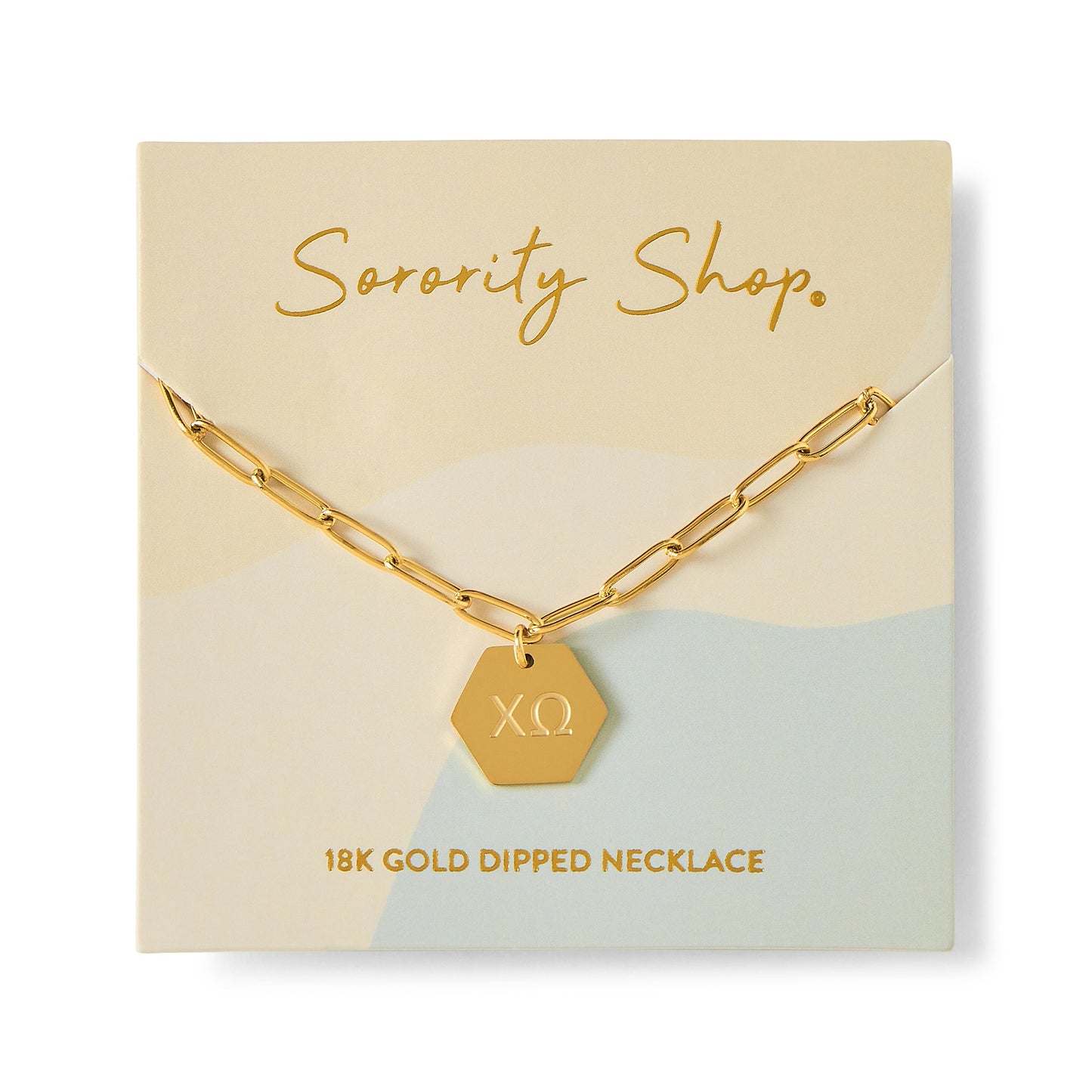 Chi Omega Paperclip Necklace with CO Sorority Pendant