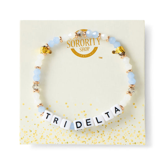 Delta Delta Delta Bracelet With Glass Beads and 18K Gold Accent Beads
