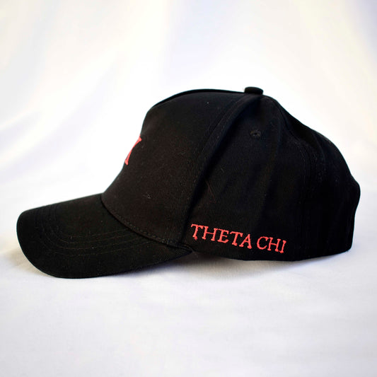Theta Chi Baseball Cap- Brushed Cotton 5-Panel Black Hat