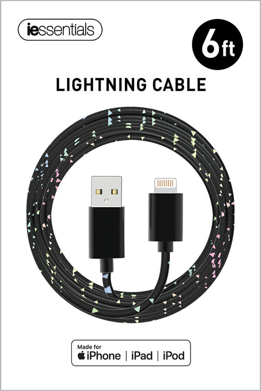 iessentials 6 Ft. MFI Lightning Black Fashion Cable