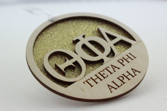 Theta Phi Alpha - Laser Carved Ornament - 3" Round