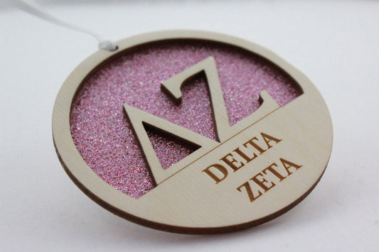 Delta Zeta - Laser Carved Ornament - 3" Round