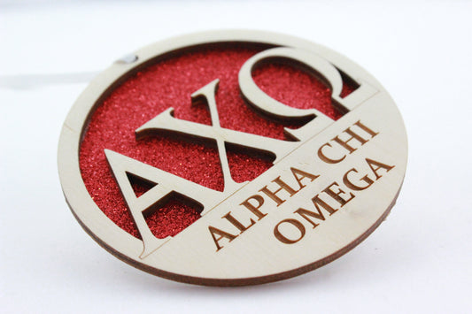 Alpha Chi Omega - Laser Carved Ornament - 3" Round
