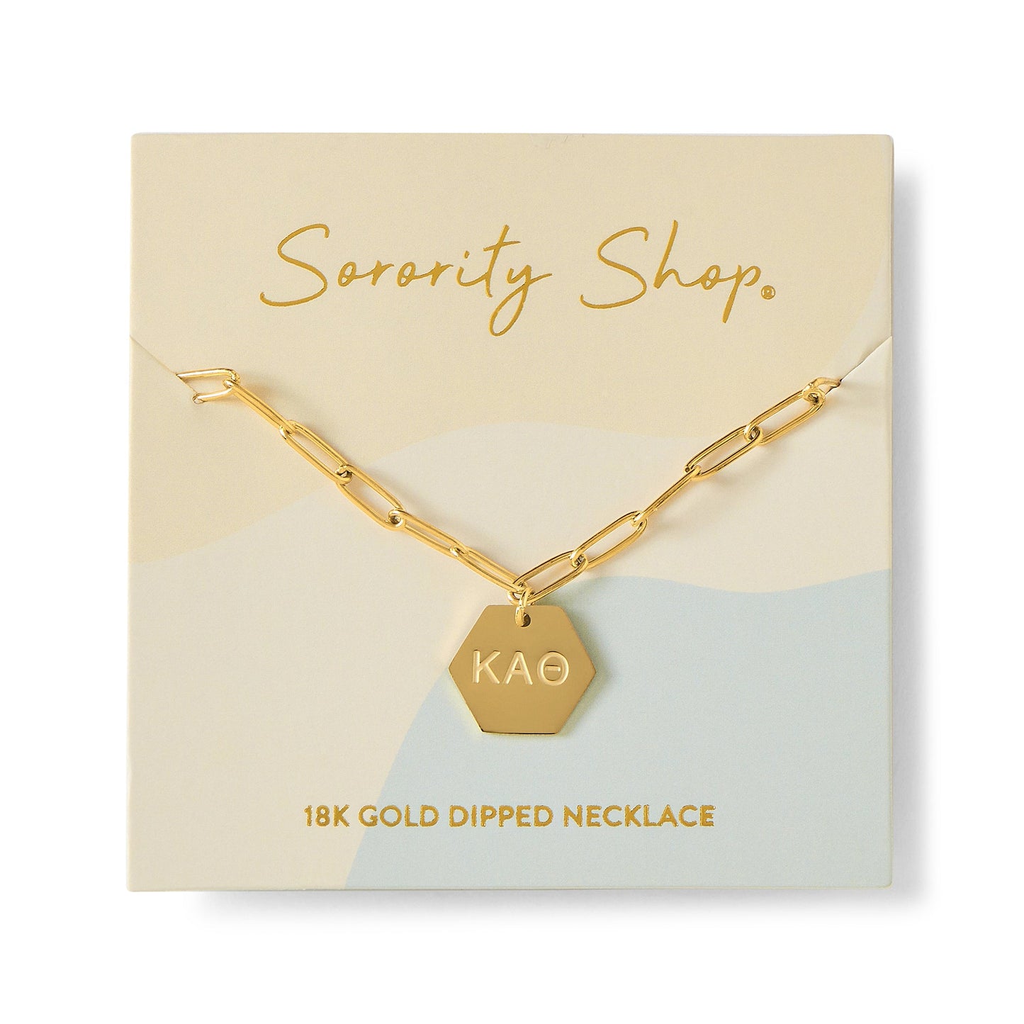 Kappa Alpha Theta Paperclip Necklace with KAT Sorority Pendant