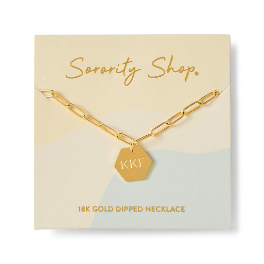Kappa Kappa Gamma Paperclip Necklace with KKG Sorority Pendant