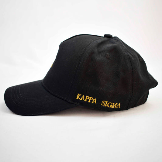 Kappa Sigma Baseball Cap- Brushed Cotton 5-Panel Black Hat