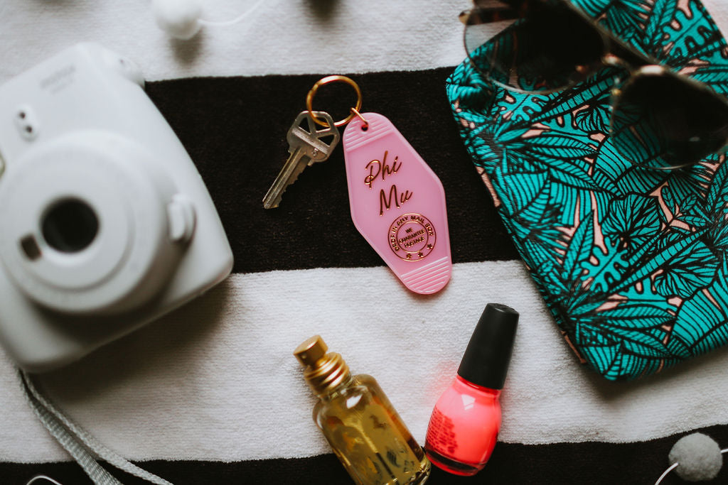 Phi Mu Motel Keychain - Virginia Book Company