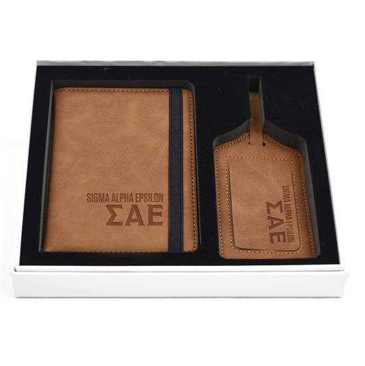Sigma Alpha Epsilon Passport Holder & Luggage Tag Travel Gift Set
