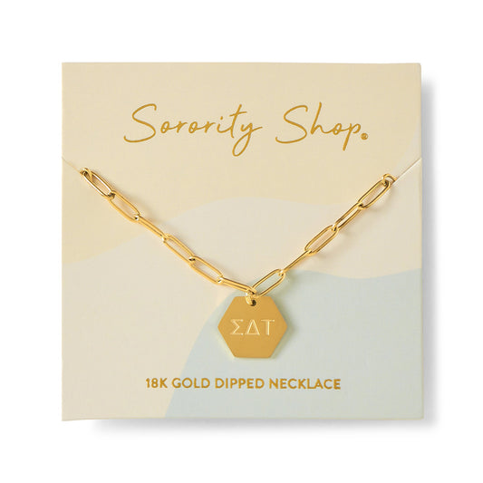 Sigma Delta Tau Paperclip Necklace with SDT Sorority Pendant