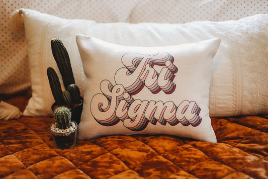 Sigma Sigma Sigma Retro Throw Pillow