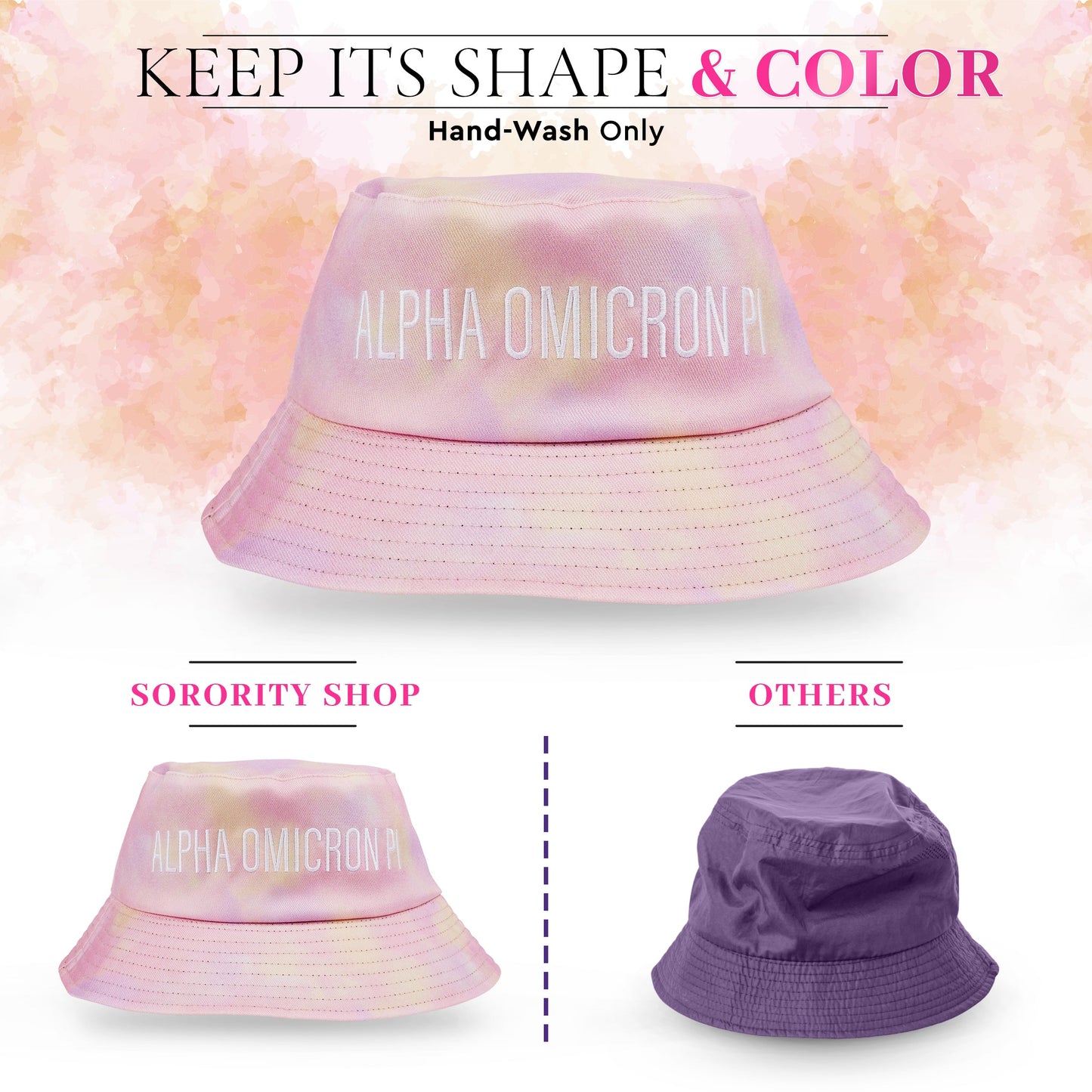Delta Phi Epsilon Bucket Hat - Tie Dye - Embroidered Logo
