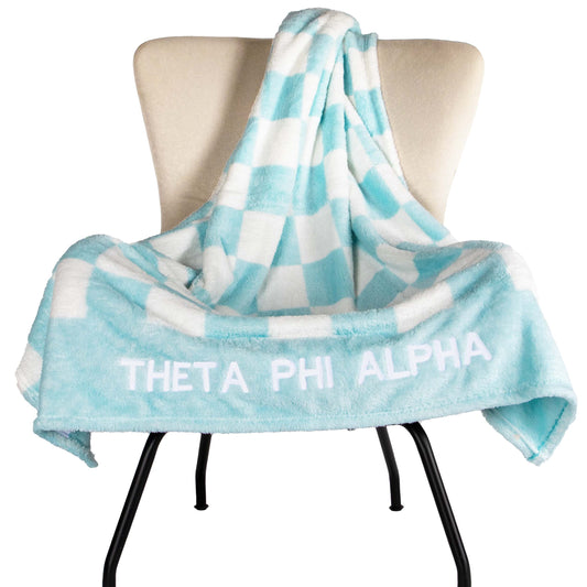 Theta Phi Alpha Blanket - Thick Checkered Sherpa Blanket