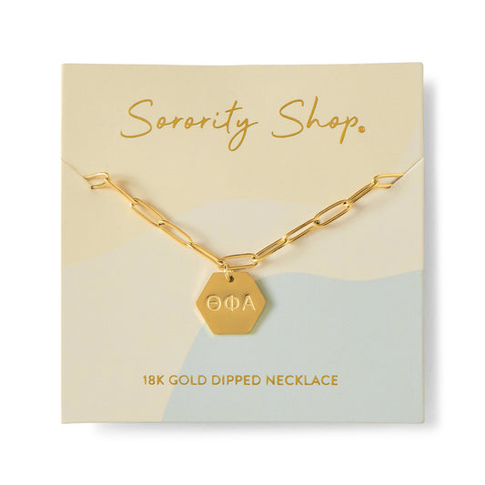 Theta Phi Alpha Paperclip Necklace with Sorority Pendant