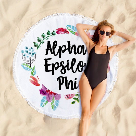 Alpha Epsilon Phi Floral Fringe Towel Blanket