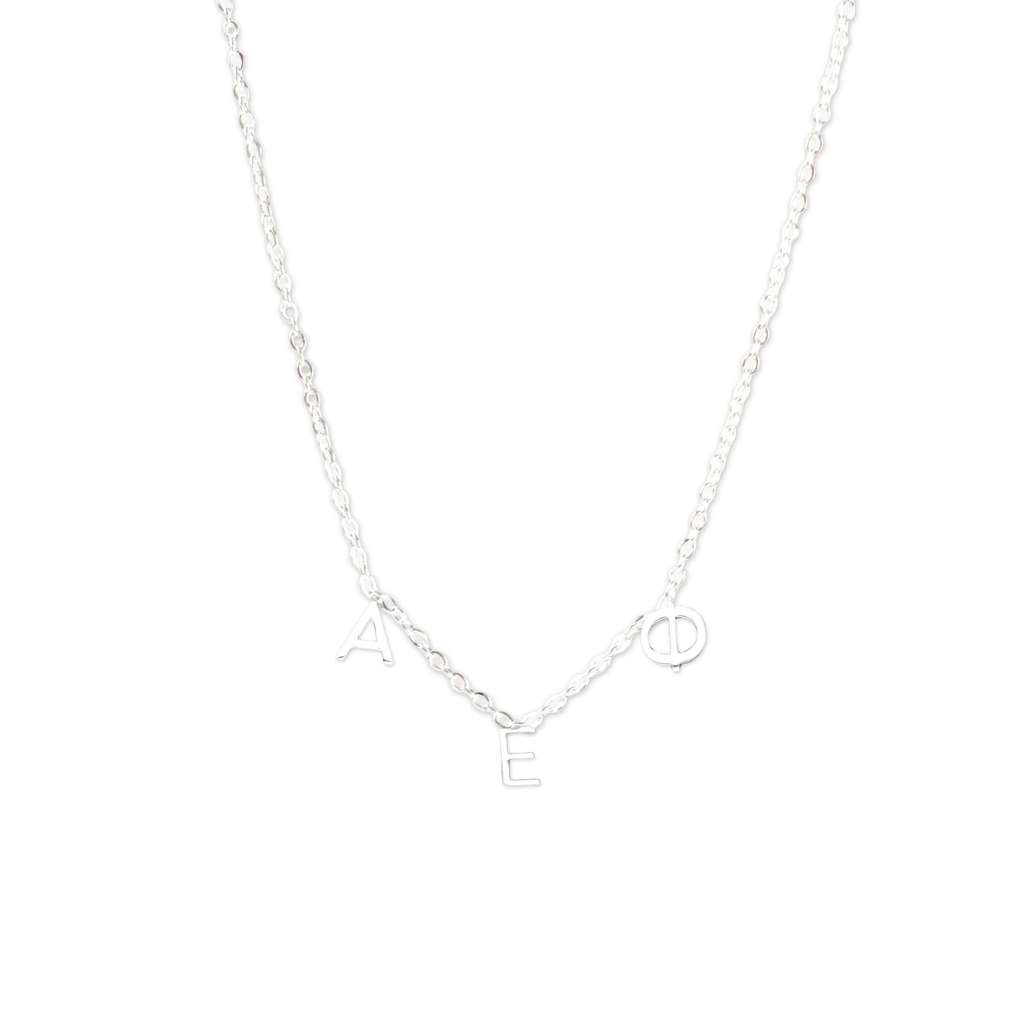 Alpha Epsilon Phi Silver Greek Letters Necklace