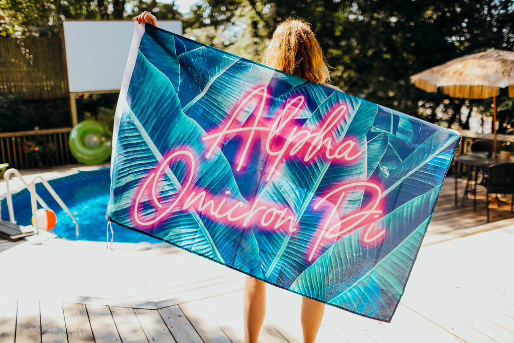 Alpha Omicron Pi Neon Palm Flag - Virginia Book Company