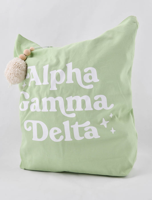 Alpha Gamma Delta Retro Pom Pom Tote Bag - Virginia Book Company