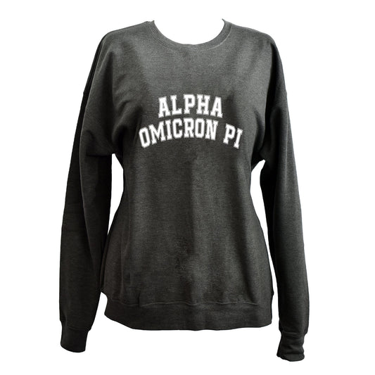 Alpha Omicron Pi Sweatshirt- Crewneck Varsity Letters Design